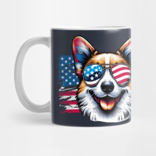 Corgi dog Sunglasses American Flag 4th of July Mug